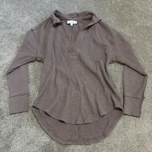 Brown Knitted Collared Sweater thumbnail 1