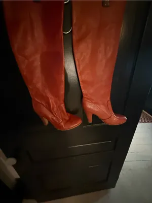 Aldo Tall Leather Heeled Boots in Red thumbnail 3