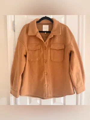 Avec Les Filles‎ Camel Brown Shacket Boyfriend Style size Large thumbnail 3