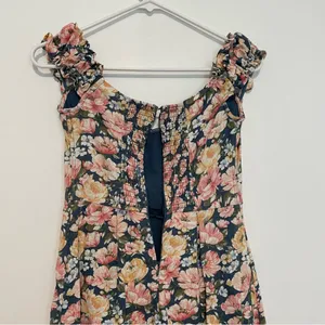 ABERCROMBIE & FITCH A&F Off the Shoulder Corset Mini Dress Blue Pink Etc Floral thumbnail 15