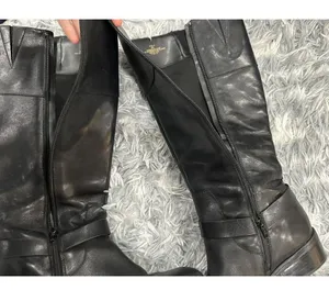 RALPH LAUREN MESA Black Leather Riding Gold Buckle Tall Equestrian Size 9 thumbnail 10
