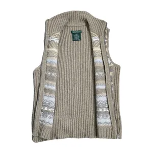 Vtg Lauren Ralph Lauren Womens Tan Fair Isle Full Zip Sweater Vest Size Medium thumbnail 6