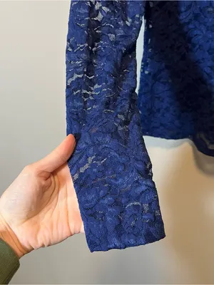 Anthropologie Women’s‎ Blue Lace Long Sleeve Layering Top XS Festival thumbnail 5