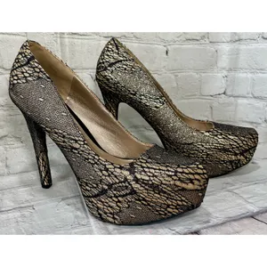 Charlotte Russe Gold Sparkle Fishnet Heels  thumbnail 10