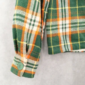 Green Flannel Plaid Long Sleeve Shacket Jacket‎ Western VTG Coat Button Up Small thumbnail 6