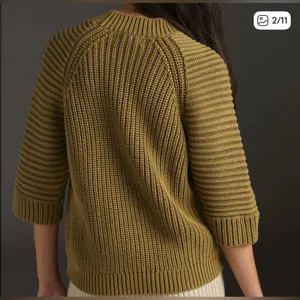 Anthropologie Maeve Mackenzie Chunky‎ Knit Sweater Top Size Small Moss Green thumbnail 2