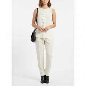 Theory 100% Silk Ivory Cream Sleeveless Ruffle Front Button Up Blouse Top S thumbnail 7