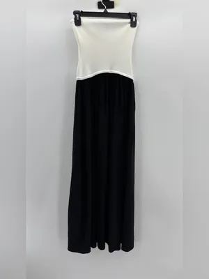 Solid & Striped Sasha Strapless Dress in Optic White Noir Black thumbnail 5