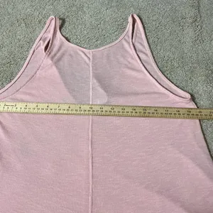 Free People Pastel‎ Pink Ribbed V-Neck Tank Top Scoop Back Sleeveless Knit M thumbnail 4