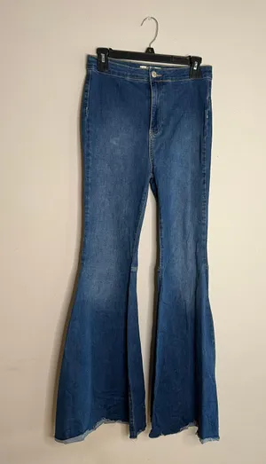 Free People Just Float On Women’s Dark Acid Washed Wide Leg Denim Jeans thumbnail 1