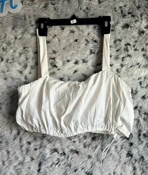 Daily Drills White Drawstring Crop Top Size Medium Like New 783 thumbnail 1