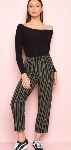 Brandy Melville Black Multi-Stripe Lightweight Pants Size-2 90’s Y2K thumbnail 1