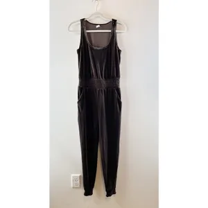 Commando Greige Velvet Velour Sleeveless Tank Jogger Jumpsuit Brown XS thumbnail 4