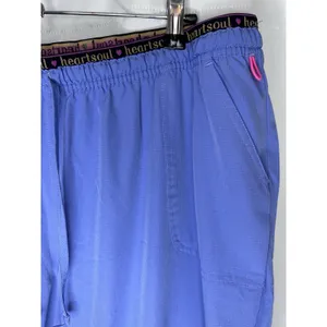 Heart Soul Size 2X Petite Scrub Pants Elastic Waistband & Pockets Ceil Blue thumbnail 3