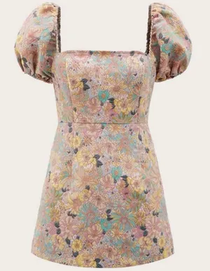 Floral Print Square Neck Puff Sleeve Dress thumbnail 2