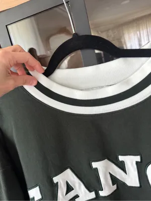 Shop Fancy Mockneck sweatshirt varsity patch letters christmas collection forest thumbnail 6