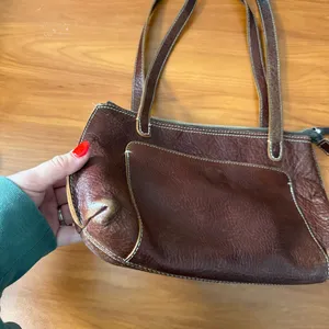 Ellington Dark Brown Leather Shoulder Purse Bag Zip Top Neutral Natural‎ Minimal thumbnail 3
