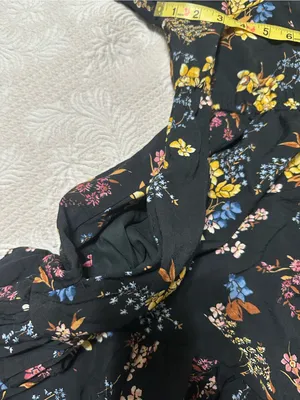 Abercrombie & Fitch black floral mini dress with yellow, blue, and pink flowers thumbnail 8