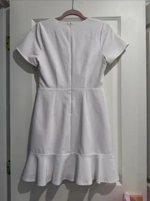 TCEC White Short Sleeve Ruffle Hem Dress Tunic thumbnail 3