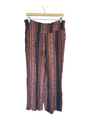 Three Dots Bohemian Striped Wide-Leg Pants in Pink & Navy thumbnail 4