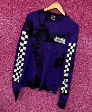 Broken Promises Checkered Pattern Tie Dye Long Sleeve L  thumbnail 3
