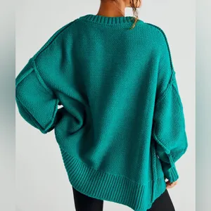 Free People Alli V Neck Sweater in Green size Small thumbnail 4