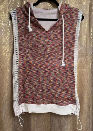 Free People Movement Prism Red Earth Colorful Mesh Hooded Tank Top L thumbnail 1