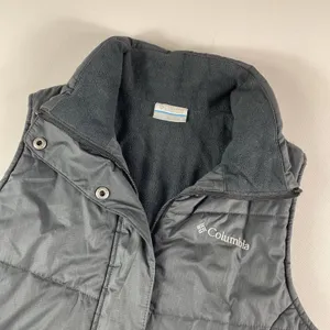 Columbia Vest Womens XS Black Quilted Puffer Full Zip Snaps Fleece Lined Pockets thumbnail 2