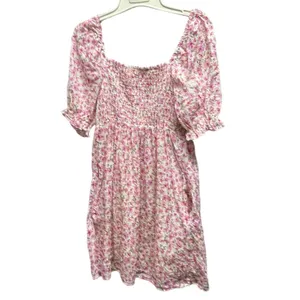 Lush size M puff sleeve floral mini dress smocked back thumbnail 3