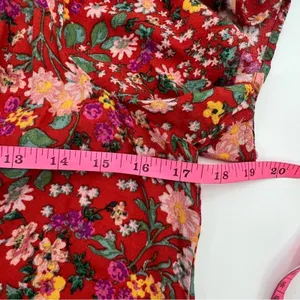 By Anthropologie Robin Tiered‎ Mini Dress red floral sz M thumbnail 5