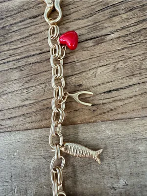 NWOT Anthropologie Bag Charm Swag Belt Chain Gold 🌶️🧲🍒🐟 thumbnail 6