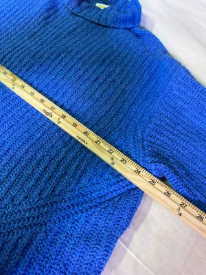 Maeve Anthropologie Chunky knit Blue Sweater Oversized Size M thumbnail 2