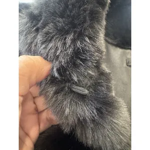 Talbots Black Faux Fur Ribbed Open Front Vest Women's size Small thumbnail 7