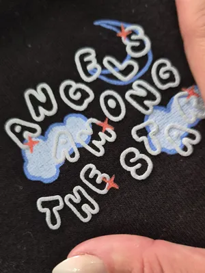 Angels Among The Stars Graphic Black Hoodie - Angels & Clouds Design Medium Cott thumbnail 5