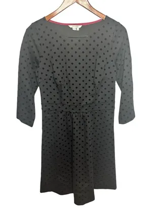 Boden Velvet Polka Dot Black Dress Long sleeve 8 thumbnail 1