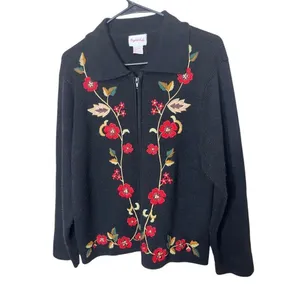 Vintage Crystal Kobe Embroidered Cardigan Sweater Size‎ S thumbnail 2