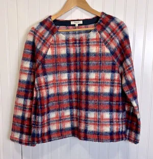 Madewell brushed plaid pullover top thumbnail 1