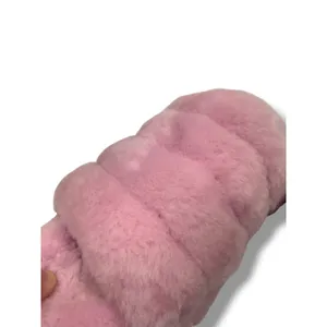 UGG Fluff Yeah Slide‎ Slippers Womens 8 Pink Sheepskin Fur Logo Strap Sandals thumbnail 8