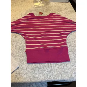 Poor women's size smallPink White‎ Striped Dolman Sleeve Sweater NWT thumbnail 4