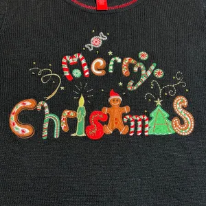 Women's Merry Christmas Crewneck Pullover Knit Sweater Size Medium Holidays thumbnail 5