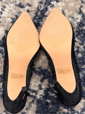 NWOB LuLu’s Megin Sparkle Black Shimmer Fabric Pointed-toe 4” Stiletto Heels 7.5 thumbnail 8