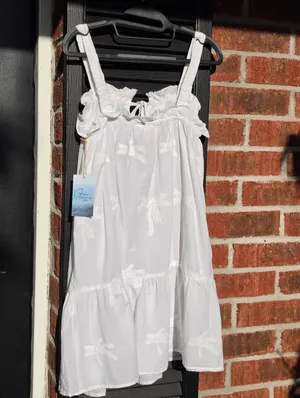 NEW GOA BEACHWEAR White Embroidered Palm Trees Mini Dress Small thumbnail 9