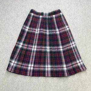 Haberdasher Tartan Plaid Wrap Skirt Sz XS Red Blue Dark Academia Preppy Kilt Pin thumbnail 2