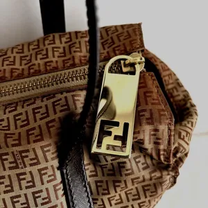 Authentic Fendi Zucca Monogram Tote Bag Brown Nylon Leather Zipper vintage thumbnail 9