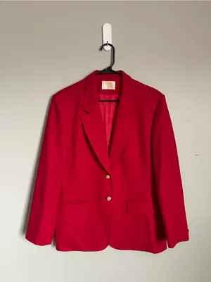 PENDLETON | Bright Red 100% Wool Single-Breasted Blazer Jacket Sz 12 thumbnail 2