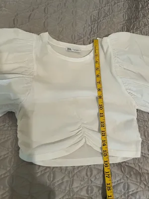 Zara White Ruffle Sleeve Cropped Top - Women thumbnail 6
