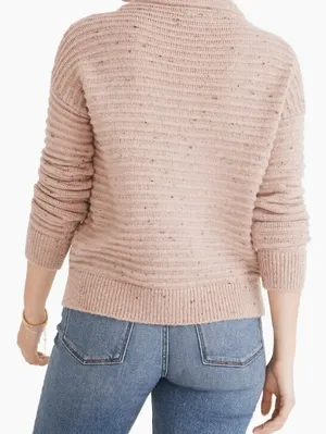 Madewell Oversized Pink Belmont Donegal Wool Blend Mock Sweater - Size - Small thumbnail 2