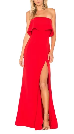 Lovers + Friends NEW Anzen Gown in Deep Red thumbnail 1