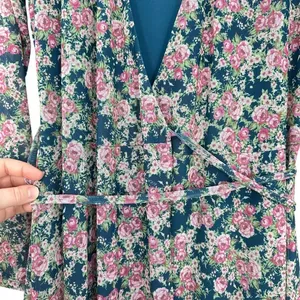 AFRM‎ Floral Print Maxi Dress Long Sleeve Wrap Medium Boho Sheer Wedding Guest thumbnail 6