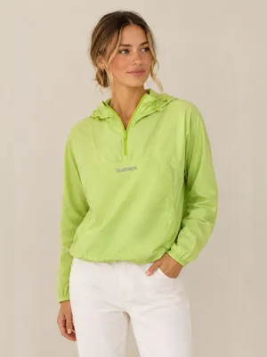 Halfdays Joyner Windbreaker Anorak Neon Lime Pullover Windbreaker Jacket Green Size XS thumbnail 3